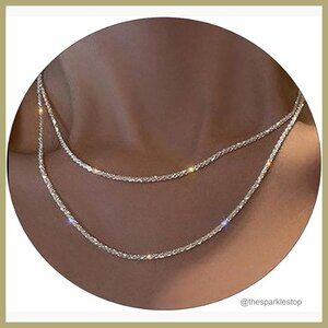 Silver Plated Layered Twist Rope Choker Necklace with Adjustable Length